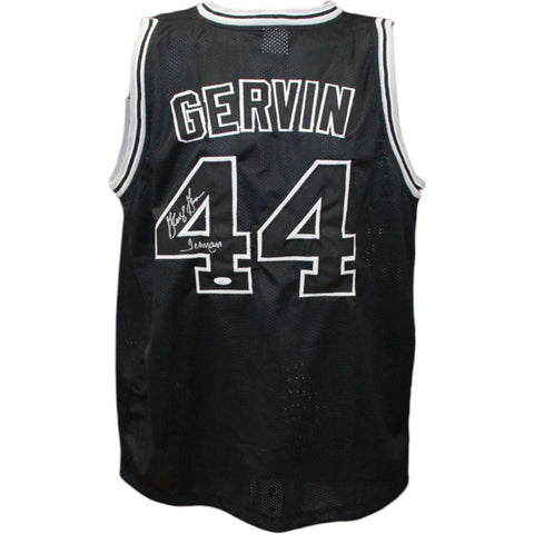 George Gervin Autographed/Signed Pro Style Black Jersey Iceman JSA 43414