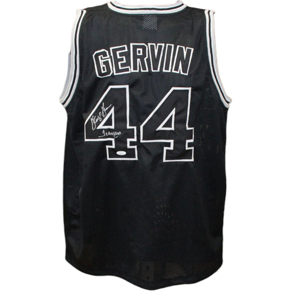 George Gervin Autographed/Signed Pro Style Black Jersey Iceman JSA 43414