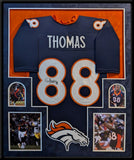 SUEDE FRAMED DENVER BRONCOS DEMARYIUS THOMAS AUTOGRAPHED SIGNED JERSEY JSA COA