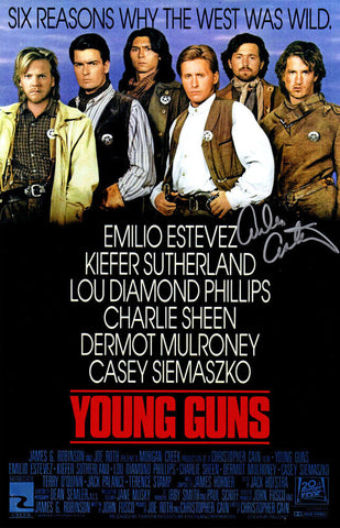 EMILIO ESTEVEZ Signed 'Young Guns' (Billy the Kid) 11x17 Movie Poster - SCHWARTZ
