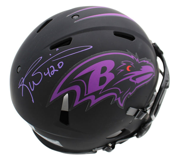 Ricky Williams Signed Baltimore Ravens Speed Authentic Eclipse NFL Helmet "420"