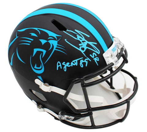 Steve Smith Signed Carolina Panthers Speed Full Size ALT NFL Helmet with Inscr.
