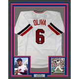 Framed Autographed/Signed Tony Oliva 33x42 Minnesota White Jersey BAS COA