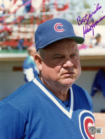 Don Zimmer Autographed Chicago Cubs 8x10 Photo Best Wishes Beckett 50510