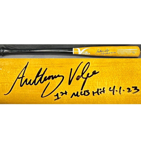 Anthony Volpe Yankees Signed Victus Model Bat Rookie Auto 1st Hit Le/11 Fanatics
