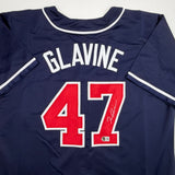 Autographed/Signed Tom Glavine Atlanta Navy Blue Jersey Beckett BAS COA