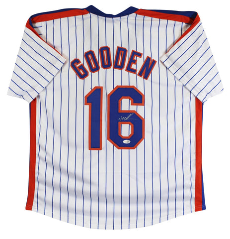 Dwight Doc Gooden Signed New York Mets 1986 Pinstriped Jersey (JSA) W.S. Champs