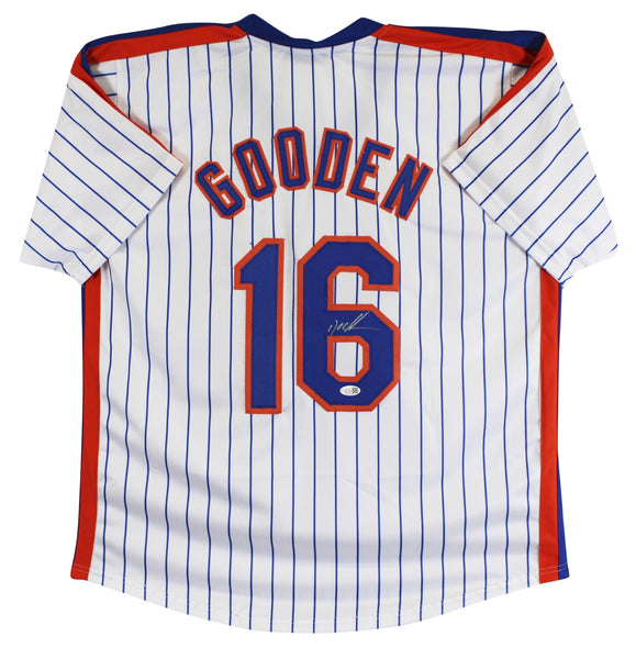 Dwight Doc Gooden Signed New York Mets 1986 Pinstriped Jersey (JSA) W.S. Champs