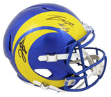 Rams Jared Verse & Braden Fiske Signed Full Size Speed Rep Helmet W/ Case BAS W