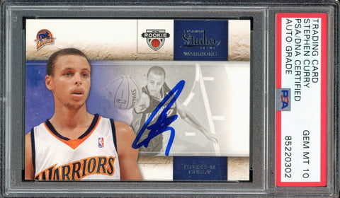 2009-10 Panini Studio #129 Stephen Curry RC On Card PSA/DNA Auto GEM MINT 10