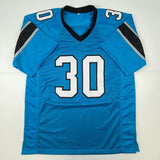 Autographed/Signed Chuba Hubbard Carolina Blue Football Jersey Beckett BAS COA