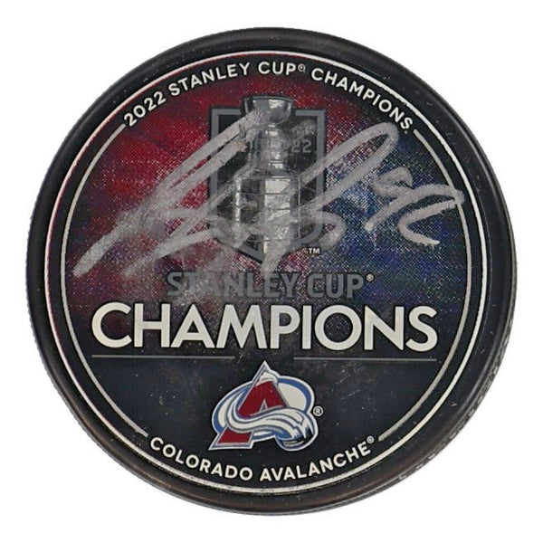 Gabriel Landeskog Signed Colorado Avalanche 2022 S.C Champ Logo Puck (Fanatics)