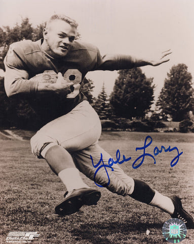 Yale Lary Signed Lions B&W Pose 8x10 Photo - (SS COA)
