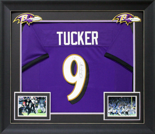 Justin Tucker Authentic Signed Purple Pro Style Framed Jersey BAS Witnessed