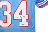 Earl Campbell Autographed/Signed Pro Style Blue Jersey XL Beckett Witness 40094