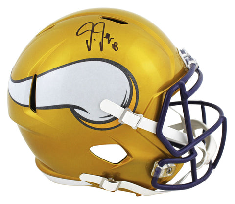 Vikings Justin Jefferson Signed Flash Full Size Speed Rep Helmet BAS Witnessed