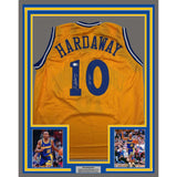 Framed Autographed/Signed Tim Hardaway 35x39 GSW Yellow Jersey Beckett COA