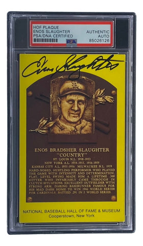 Enos Slaughter Signed 4x6 St Louis Cardinals HOF Plaque Card PSA/DNA 85026126