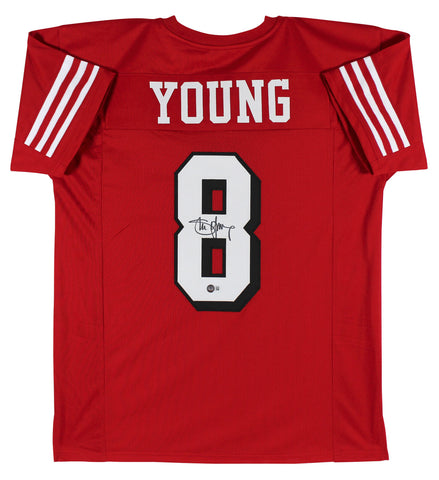 Steve Young Authentic Signed Red Pro Style Jersey w/ Dropshadow BAS Witnessed