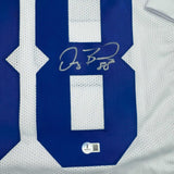 Autographed/Signed Dez Bryant Dallas White Football Jersey Beckett BAS COA