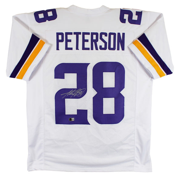 Adrian Peterson Authentic Signed White Pro Style Jersey BAS Witnessed 3