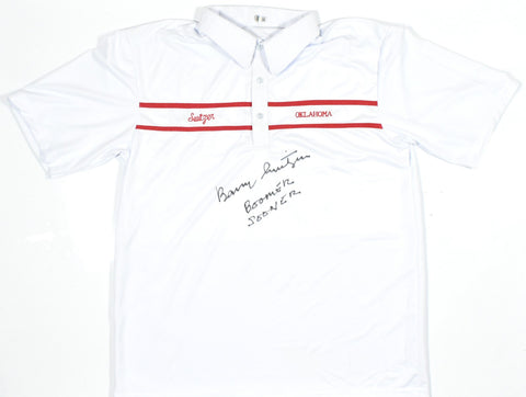 Barry Switzer Signed Oklahoma Custom Polo w/Boomer Sooner - Beckett W Holo