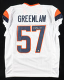 Dre Greenlaw Signed Denver Broncos White Jersey (Beckett) Ex-Arkansas Razorback