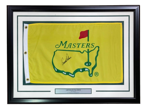 Arnold Palmer Signed Framed Undated Masters Golf Flag BAS AB63174