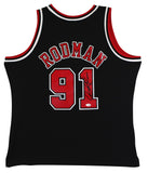 Bulls Dennis Rodman Signed Black M&N HWC Swingman Jersey w/ Black Sig JSA Wit