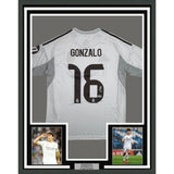 Framed Autographed/Signed Gonzalo Garcia 35x39 Real Madrid Jersey BAS COA