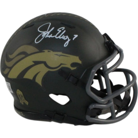 John Elway Autographed Denver Broncos 25 STS Mini Helmet Beckett Witness 55221