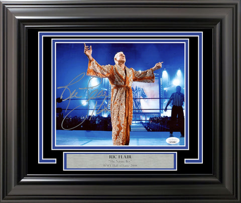 RIC FLAIR AUTOGRAPHED SIGNED FRAMED 8X10 PHOTO "16X" JSA STOCK #206935