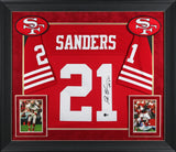 49ers Deion Sanders "HOF 2011" Authentic Signed Red M&N TB Framed Jersey BAS Wit