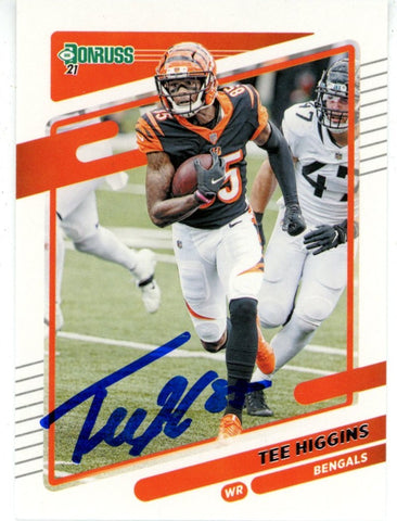 Tee Higgins Autographed/Signed 2021 Donruss #213 Trading Card Beckett 50245
