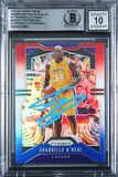 Lakers Shaquille O'Neal Signed 2019 Panini Prizm RW&B #11 Card Auto 10! BAS Slab