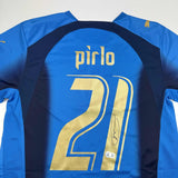 Autographed/Signed Andrea Pirlo Italy Blue Futbol Jersey Beckett BAS COA