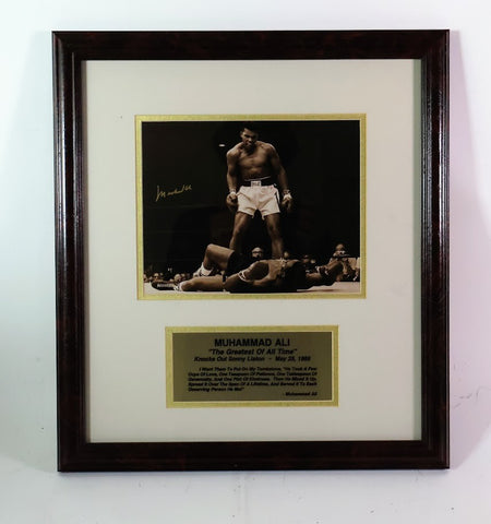 Muhammad Ali Autographed 8x10 Photo Framed Stacks of Plaques COA