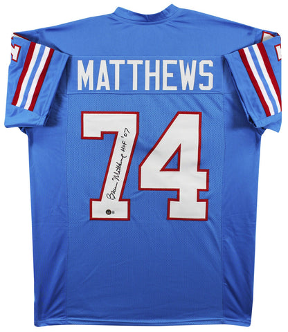 Bruce Matthews "HOF 07" Authentic Signed Light Blue Pro Style Jersey BAS Witness