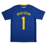 Autographed/Signed Julio Cesar Brazil Blue Soccer Jersey Beckett BAS COA