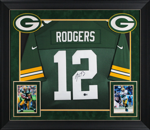 Packers Aaron Rodgers Authentic Signed Green Nike Framed Jersey Autographed BAS