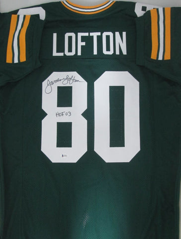 Packers JAMES LOFTON Signed Custom Replica Green Jersey AUTO w/ HOF '03 - BAS