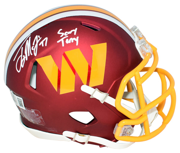 TERRY McLAURIN SIGNED WASHINGTON COMMANDERS ALT SPEED MINI HELMET W/ SCARY TERRY