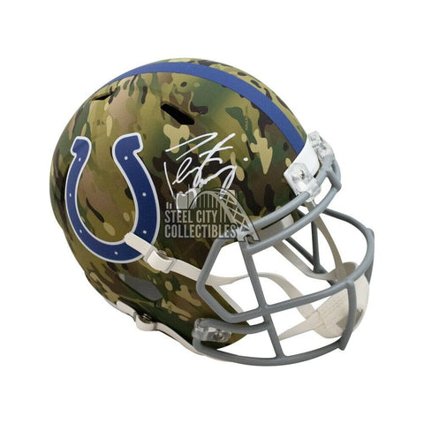Peyton Manning Autographed Colts Camo Replica Full-Size Football Helmet Fanatics
