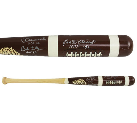 Multi-Signed NFL Custom Cooperstown Hall of Fame Blonde/Brown Bat with HOF Insc