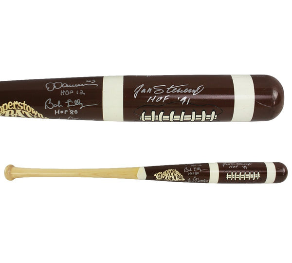 Multi-Signed NFL Custom Cooperstown Hall of Fame Blonde/Brown Bat with HOF Insc
