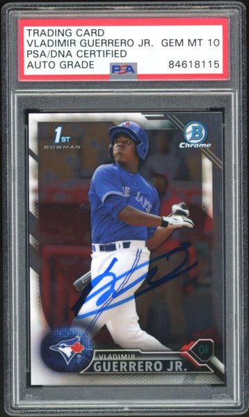 2016 Bowman Chrome #BCP55 Vladimir Guerrero Jr. RC PSA/DNA Auto GEM MINT 10
