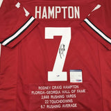Autographed/Signed RODNEY HAMPTON Georgia Red Stat Jersey PSA/DNA COA