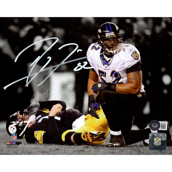 Ray Lewis Autographed/Signed Baltimore Ravens 8x10 Photo Beckett 47694