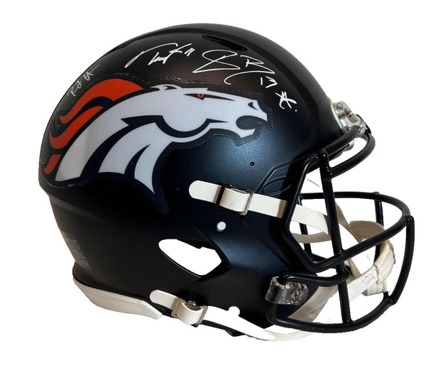 Pat Bryant II Troy Franklin RJ Harvey Autographed Broncos Pro Helmet BAS JSA COA