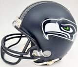 RUSSELL WILSON AUTOGRAPHED SEATTLE SEAHAWKS MINI HELMET IN SILVER RW HOLO 71469